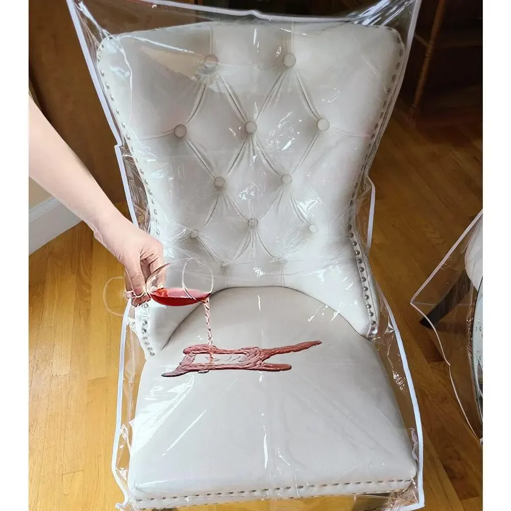 Plastic Chair Covers Dining Room Waterproof Paws & Claws Fit W/21 x D/18 In 2 pk